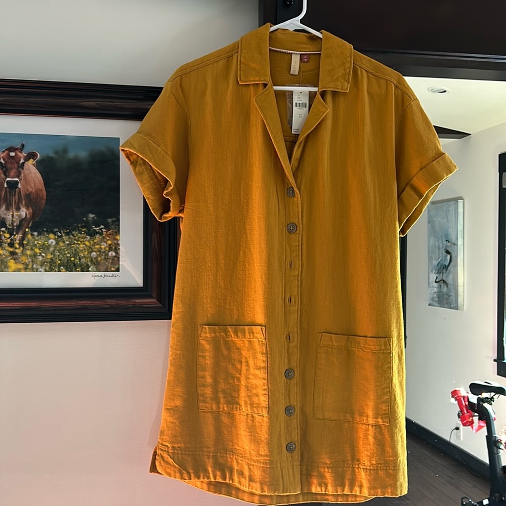 Mini button down dress with pockets